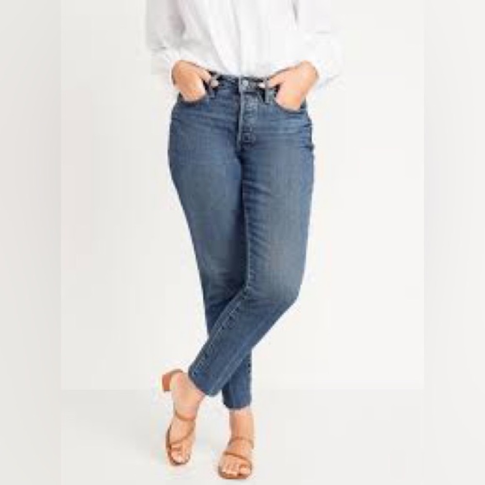 Old Navy O.G. Straight high-rise raw hem margarita cropped jeans size 14